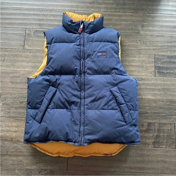 TOMMY Hilfiger Mens Sz S REVERSIBLE DOWN Puffer Vest Gold Navy - Picture 3 of 9